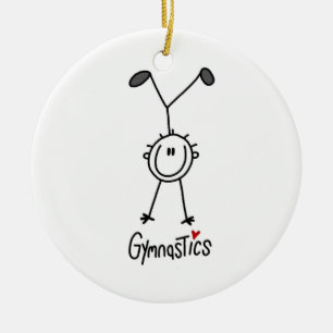 Basic Male Stick Figuur Gymast T-shirts en cadeaut Keramisch Ornament