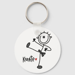 Basic Male Stick Figuur Karate T-shirts en cadeaut Sleutelhanger