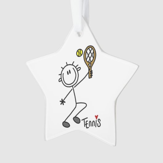 Basic Male Stick Figuur Tennis Player Ornament (voorkant)