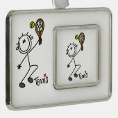 Basic Male Stick Figuur Tennis Player Verzilverd Kader Ornament (Rechts)