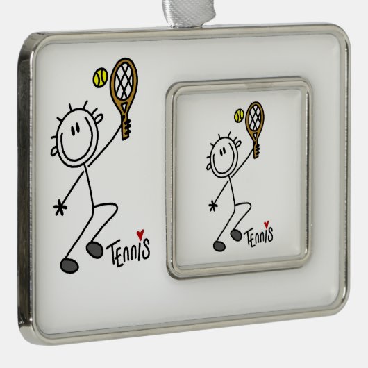 Basic Male Stick Figuur Tennis Player Verzilverd Kader Ornament (Rechts)