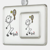 Basic Male Stick Figuur Tennis Player Verzilverd Kader Ornament (Links)