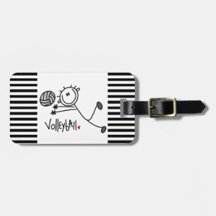 Basic Male Stick Figuur Volleyball Bagagelabel