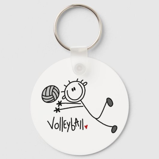 Basic Male Stick Figuur Volleyball Sleutelhanger (Voorkant)