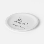 Basic - Minimalistisch zwart-wit Calligrafieshart Papieren Bordje (Gekanteld)