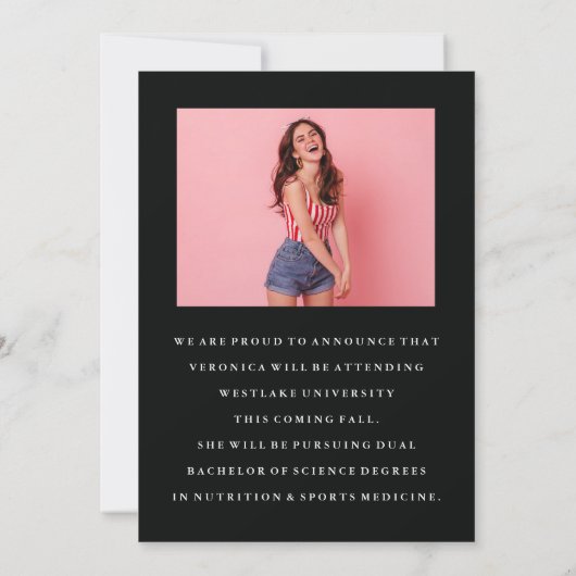 BASIC MINIMALISTISCHE FOTO AFSTUDEREN AANKONDIGING (Achterkant)