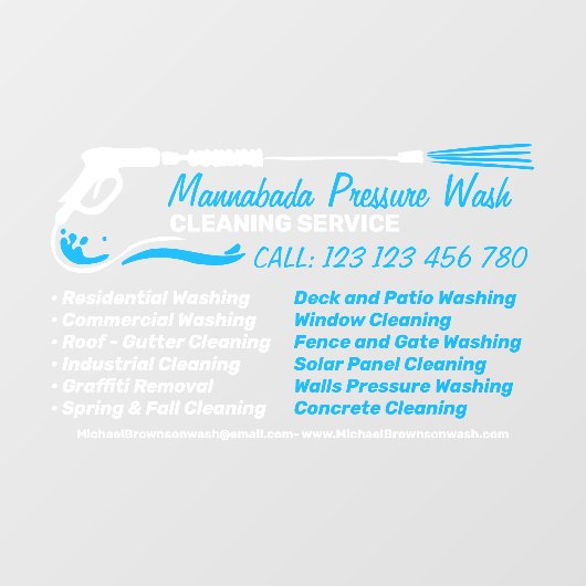 Basic Modern Pressure Washing Power Cleaning Raamsticker (Vel)