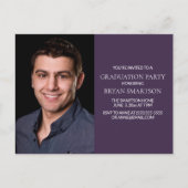 Basic Paars Graduation Party Photo Invitation Uitnodiging Briefkaart (Voorkant)
