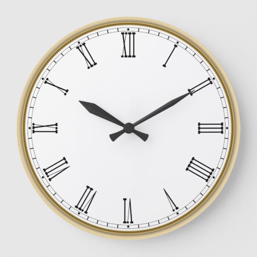 Basic Plain Black en White Roman Numeral Grote Klok (Voorkant)