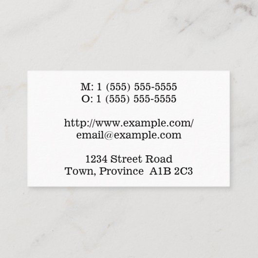 Basic, professioneel Visitekaartje (Achterkant)