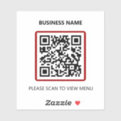 Basic Red Restaurant QR Code Scan for Menu Sticker (Vel)