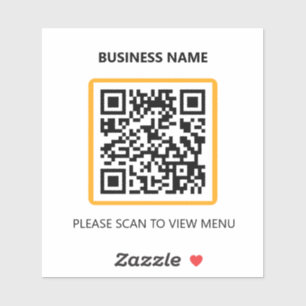 Basic Restaurant QR Code Scan for Menu Sticker