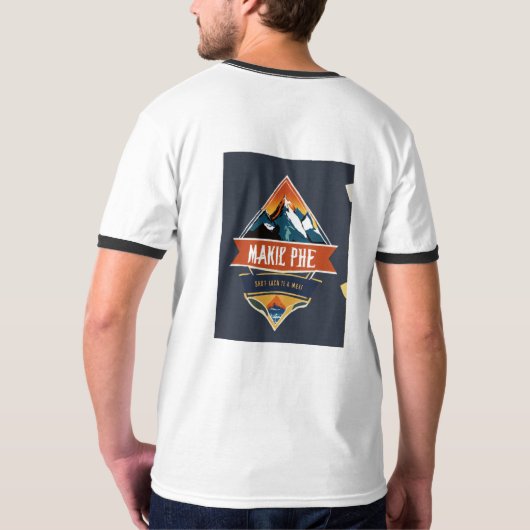 Basic Ringer Wit en zwart kleur T-shirts (Achterkant volledig)