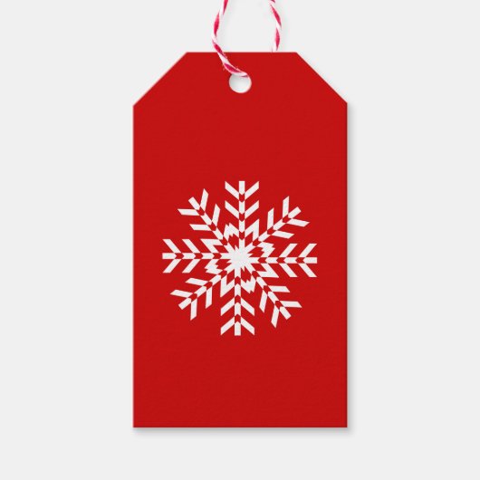 Basic Rode en witte sneeuwvlok Cadeaulabel (Voorkant)