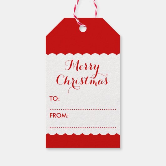 Basic Rode en witte sneeuwvlok Cadeaulabel (Achterkant)