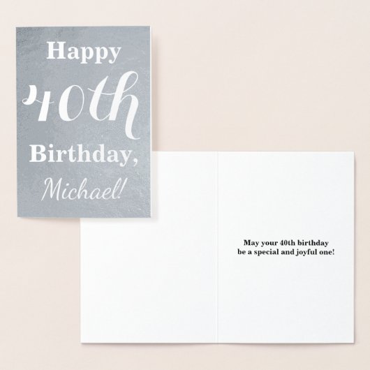 Basic Silver Foil 40th Birthday + aangepaste naam Folie Kaarten (Display)