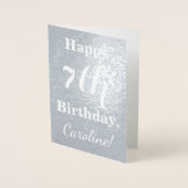 Basic Silver Foil 7th Birthday + aangepaste naam Folie Kaarten (Voorkant)