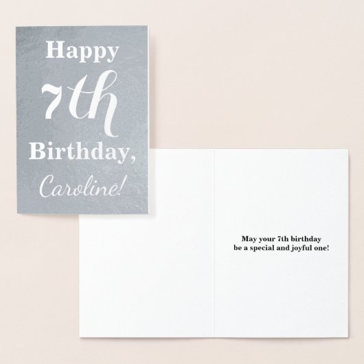 Basic Silver Foil 7th Birthday + aangepaste naam Folie Kaarten (Display)