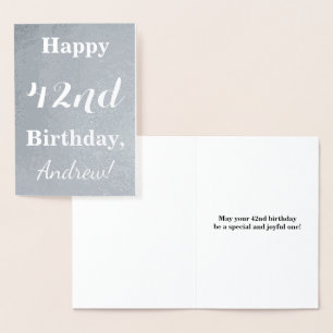 Basic Silver Foil "Happy 42nd Birthday" + naam Folie Kaarten