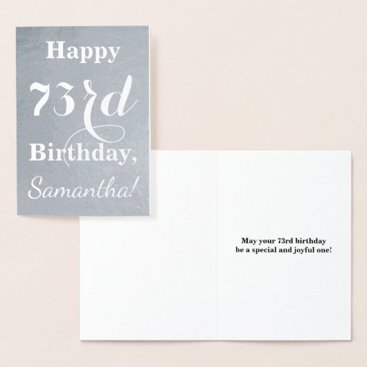 Basic Silver Foil "HAPPY 73rd BIRTHDAY" + Naam Folie Kaarten (Display)