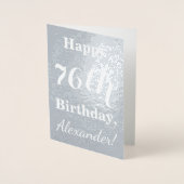 Basic Silver Foil "HAPPY 76th BIRTHDAY" + Naam Folie Kaarten (Voorkant)