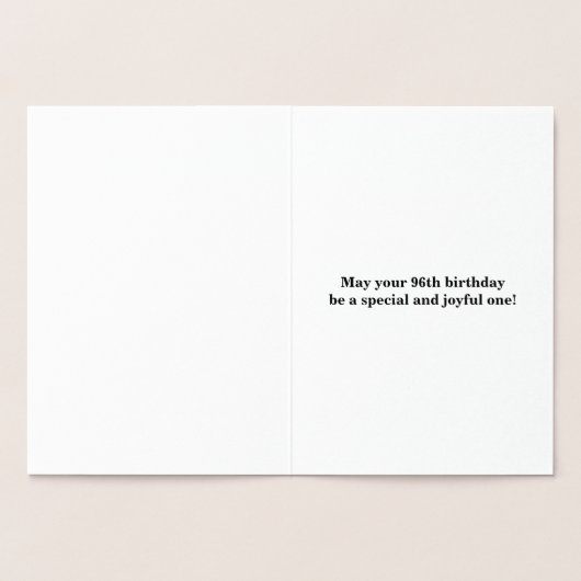 Basic Silver Foil "HAPPY 96th BIRTHDAY" + Naam Folie Kaarten (Binnen)