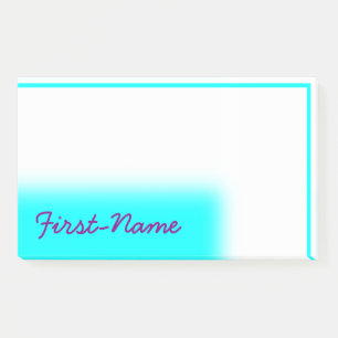 Basic, Simple, Cyan Background met Paarse naam Post-it® Notes