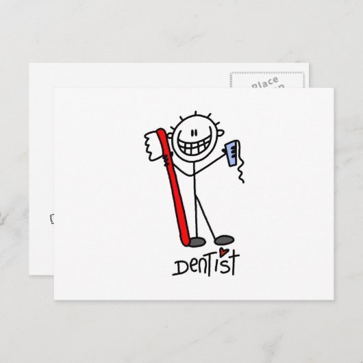 Basic Stick Figuur Dentist Briefkaart (Voorkant / Achterkant)