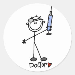 Basic Stick Figuur Doctor Ronde Sticker