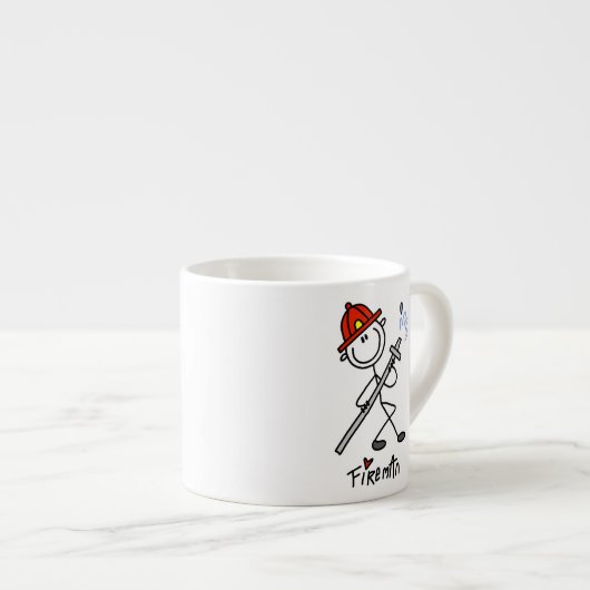 Basic Stick Figuur Fireman T-shirts en cadeautjes Espresso Kop (Voorkant rechts)
