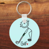 Basic Stick Figuur Golf T-shirts en cadeautjes Sleutelhanger (Voorkant)