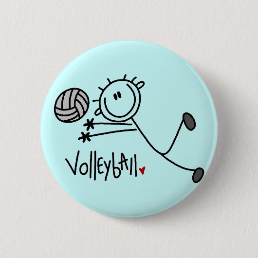 Basic Stick Figuur Volleyball Tshirts en cadeaus Ronde Button 5,7 Cm (Voorkant)