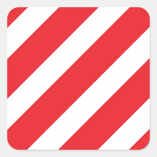 Basic Stripe Red Vierkante Sticker (Voorkant)