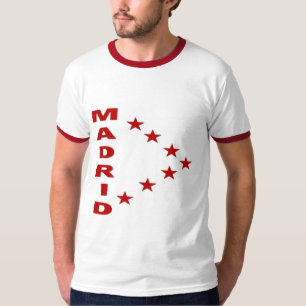 Basic-T-shirt witte halsarm/rood MADRID T-shirt
