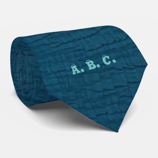 basic teal with light teal monogram stropdas (Opgerold)
