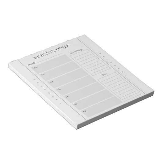 Basic Weekly Planner Naam Grijs Notitieblok (Schuin)