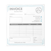 Basic wit blauw met logo klein bedrijf factuur notitieblok (Voorkant)