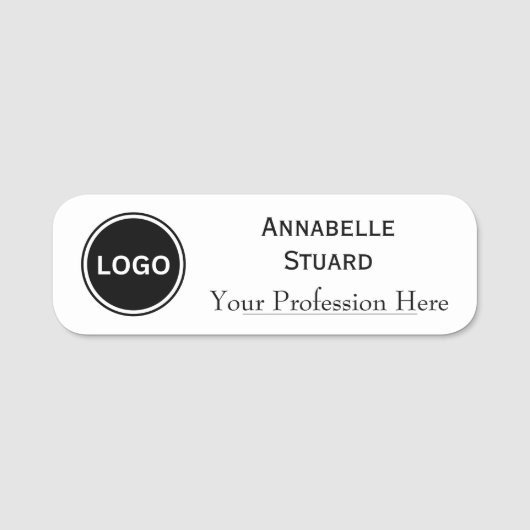 Basic Wit Elegant Modern Logo Naamplaatje (Voorkant)