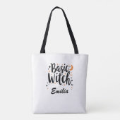 Basic Witch Custom Naam Halloween Canvas tas (Achterkant)