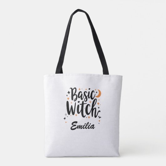 Basic Witch Custom Naam Halloween Canvas tas (Achterkant)