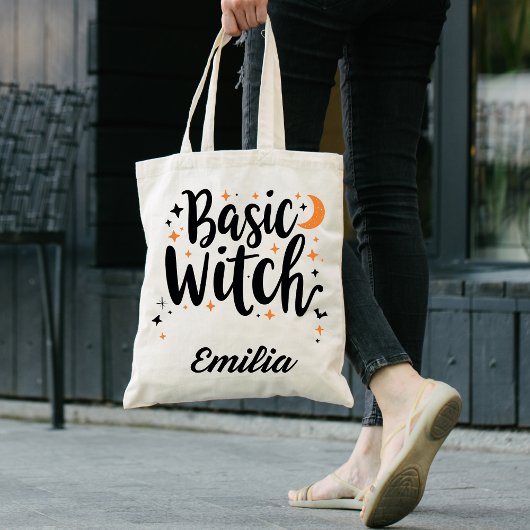 Basic Witch Custom Naam Halloween Canvas tas