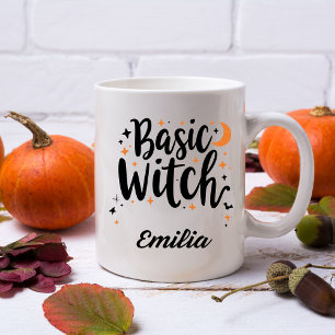 Basic Witch Halloween aangepaste zwarte typografie Koffiemok
