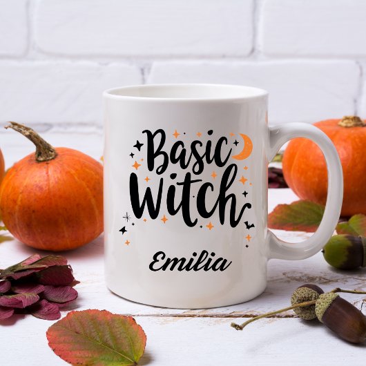 Basic Witch Halloween aangepaste zwarte typografie Koffiemok