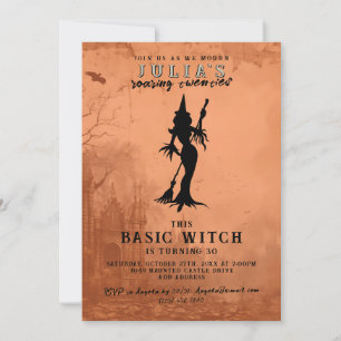 Basic Witch Modern Grappig Halloween Verjaardagsfe Kaart