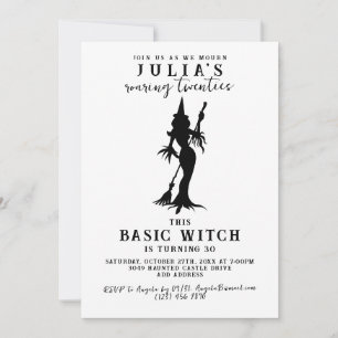 Basic Witch Modern Grappig Halloween Verjaardagsfe Kaart