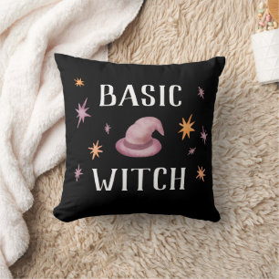 Basic Witch Modern Grappig Halloween Zwart Kussen