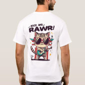 Basic witte Mannen T-Shirt Kawaii Rock Cat (Achterkant)