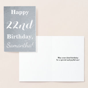 Basic zilveren folie "Happy 22nd Birthday" + naam Kaarten