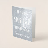 Basic zilveren folie "HAPPY 93rd BIRTHDAY" + Naam Kaarten (Voorkant)