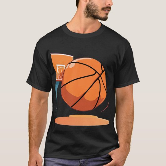 Basic Zwart T-shirt Grote Basketbal (Voorkant)